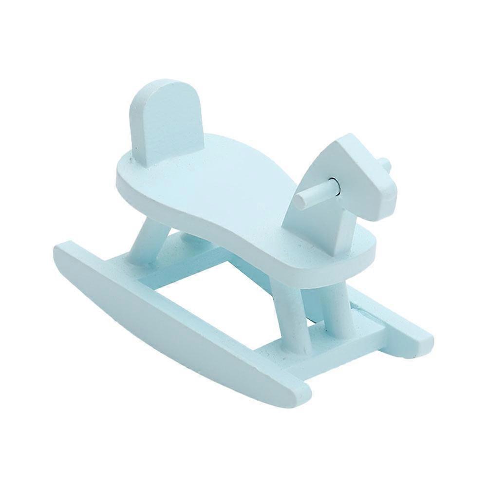 Blue Miniature Rocking Horse Props for Decor Compact and Lifelike 2 Pcs