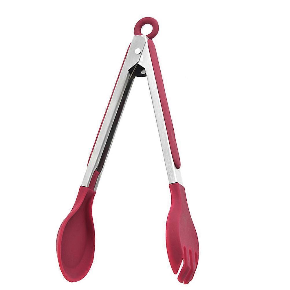 Red BBQ Clip for Cooking Heat Resistant and Rust Proof with Comfortable Handle Silicone and Stainless Steel