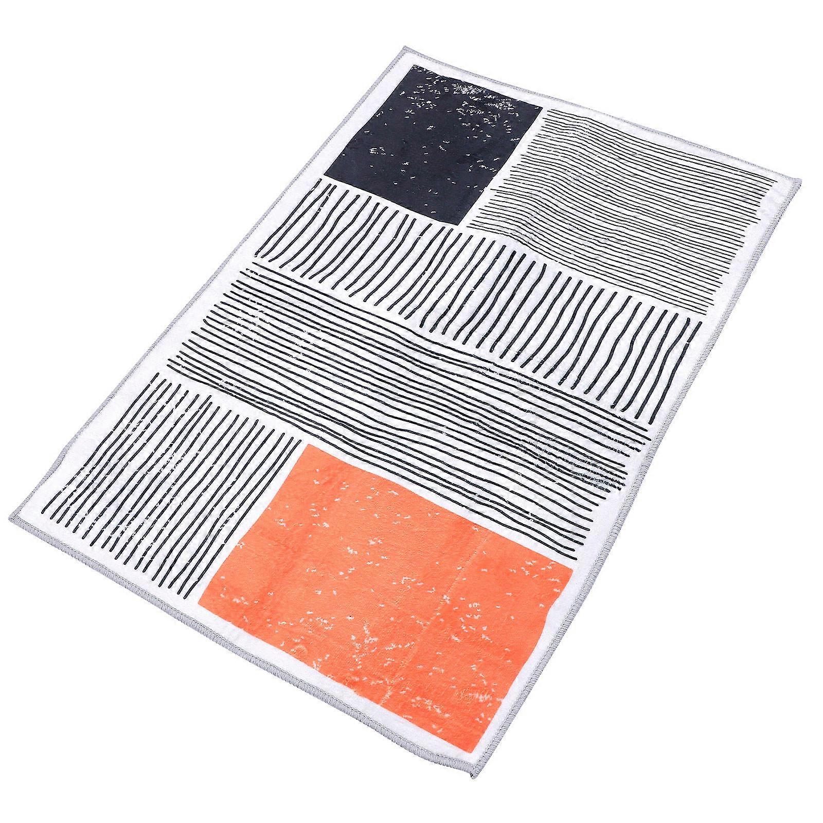 Stylish Geometric Printing Rug Comfortable Non-Slip Foot Mat Flannel 80x50cm Ideal For Kitchen 1Pc