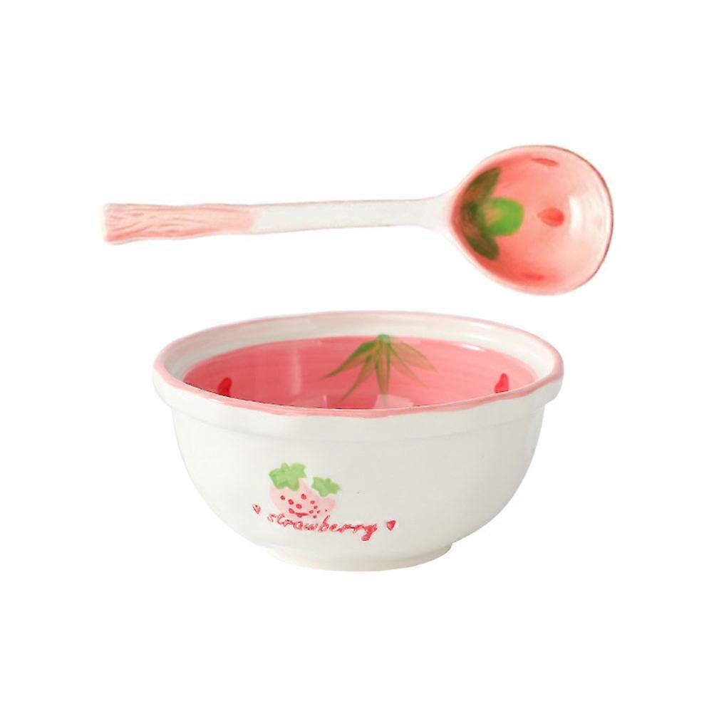 Chic Design Cute Ceramic Soup Bowl With Spoon For Parties Featuring Assorted Color 12.5X12.5X6CM Convenient For Food Serving 1 Set