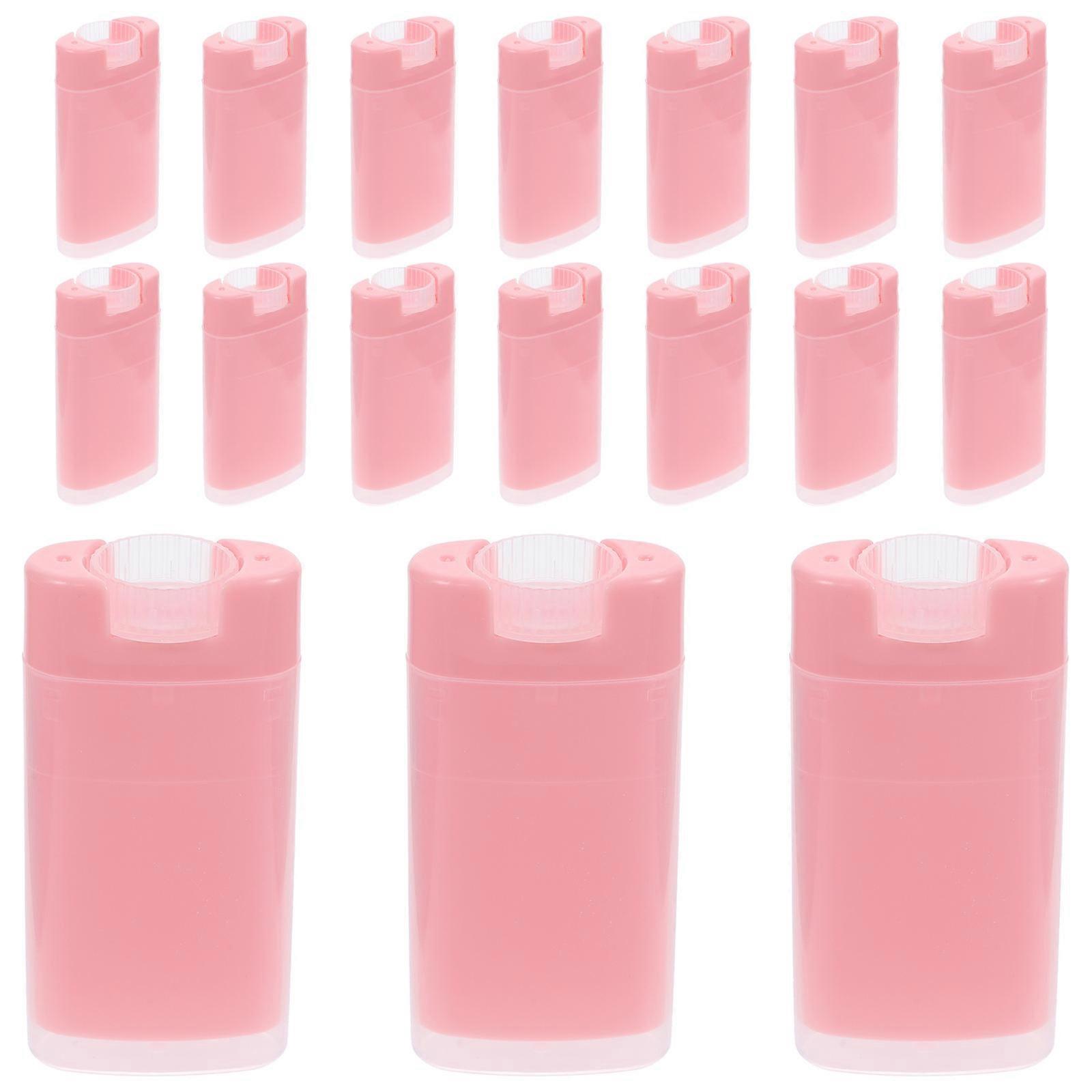 15 Pieces Portable Pink Plastic Lipstick Tubes for DIY Home Use with Stylish Compact Design