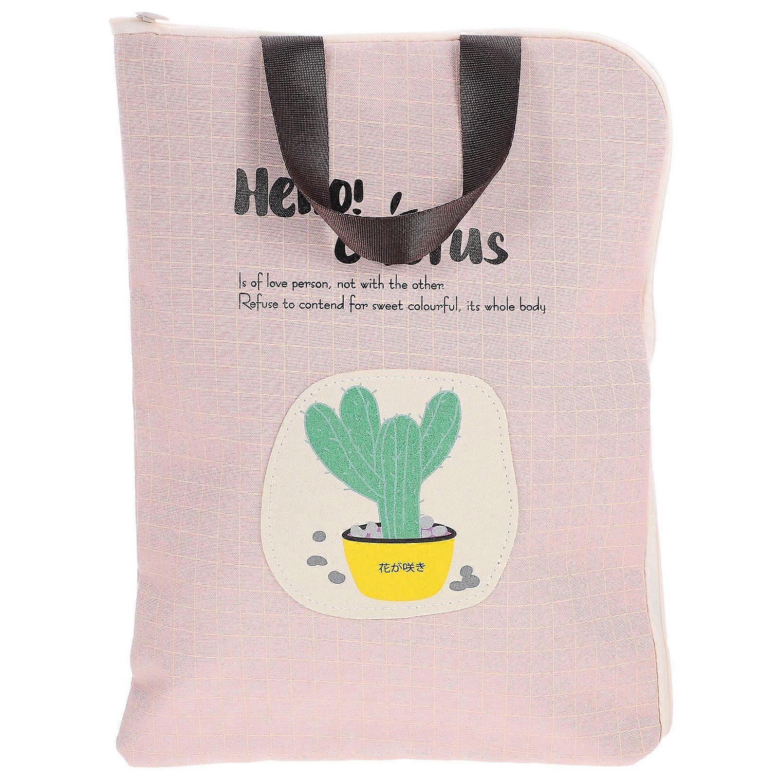 Pink Zipper Document Bag Practical File Organizer For Office Workers Simple Design Daily Use 1Set