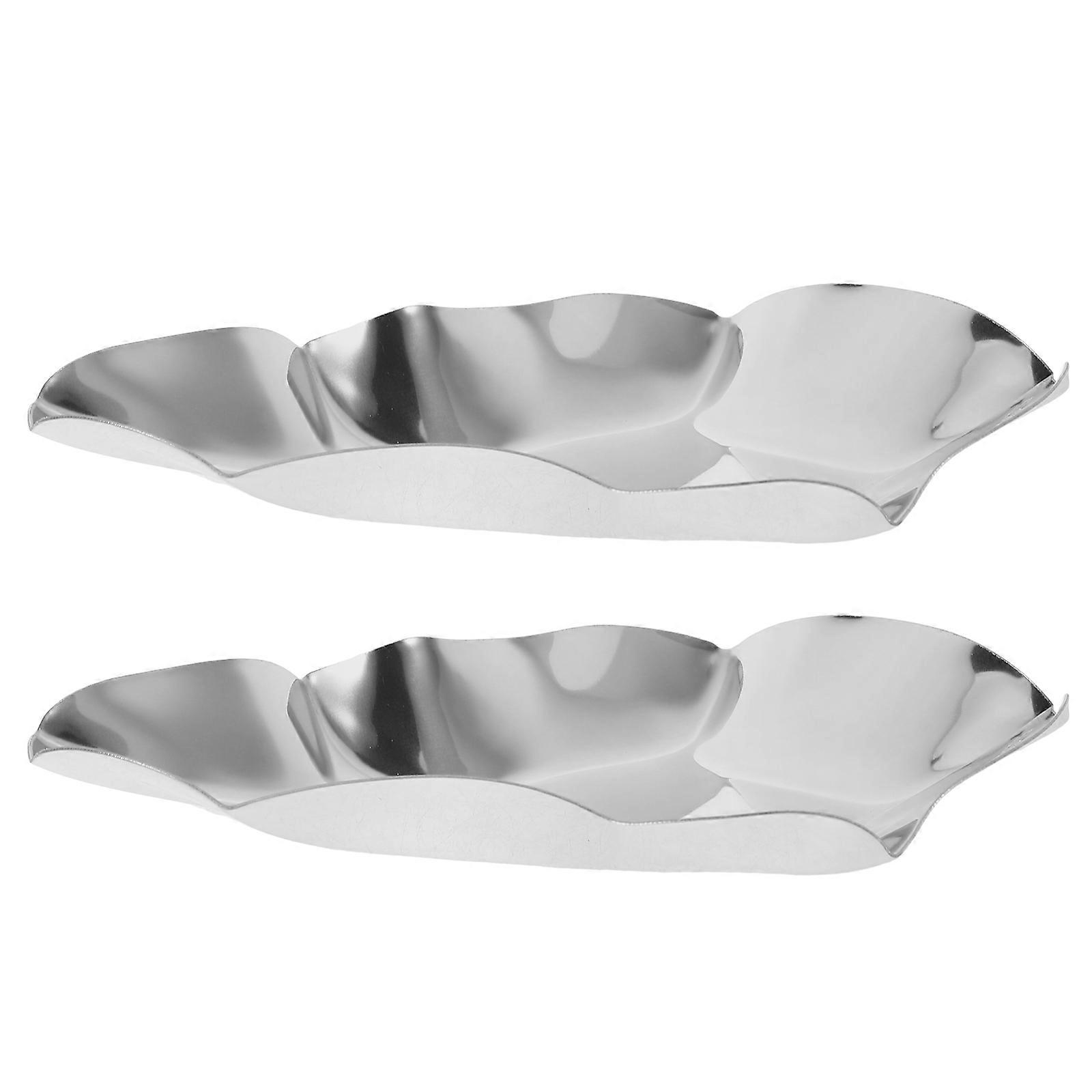 2pcs Stainless Steel Oyster Plate for Holding Oysters Sauce and Spoon with Large Capacity