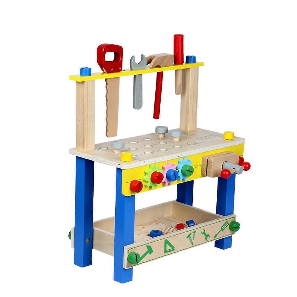 Pretend Play Wooden Tool Bench For Toddlers Learning Activities With Adjustable Height 1Pcs Creative Building Set