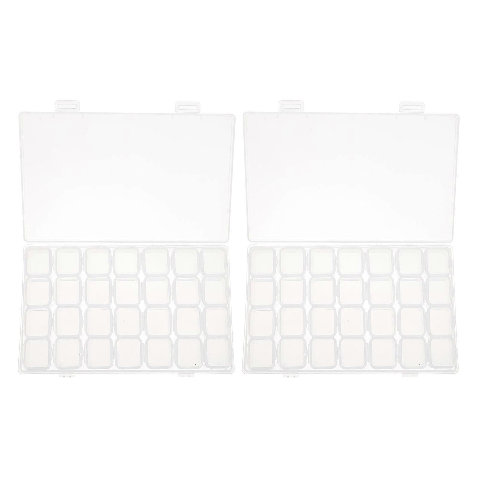 Plastic Organizer Box 2Pcs For Nail Supplies Featuring Square Grid Design Perfect For Storing Trinkets And Nails White