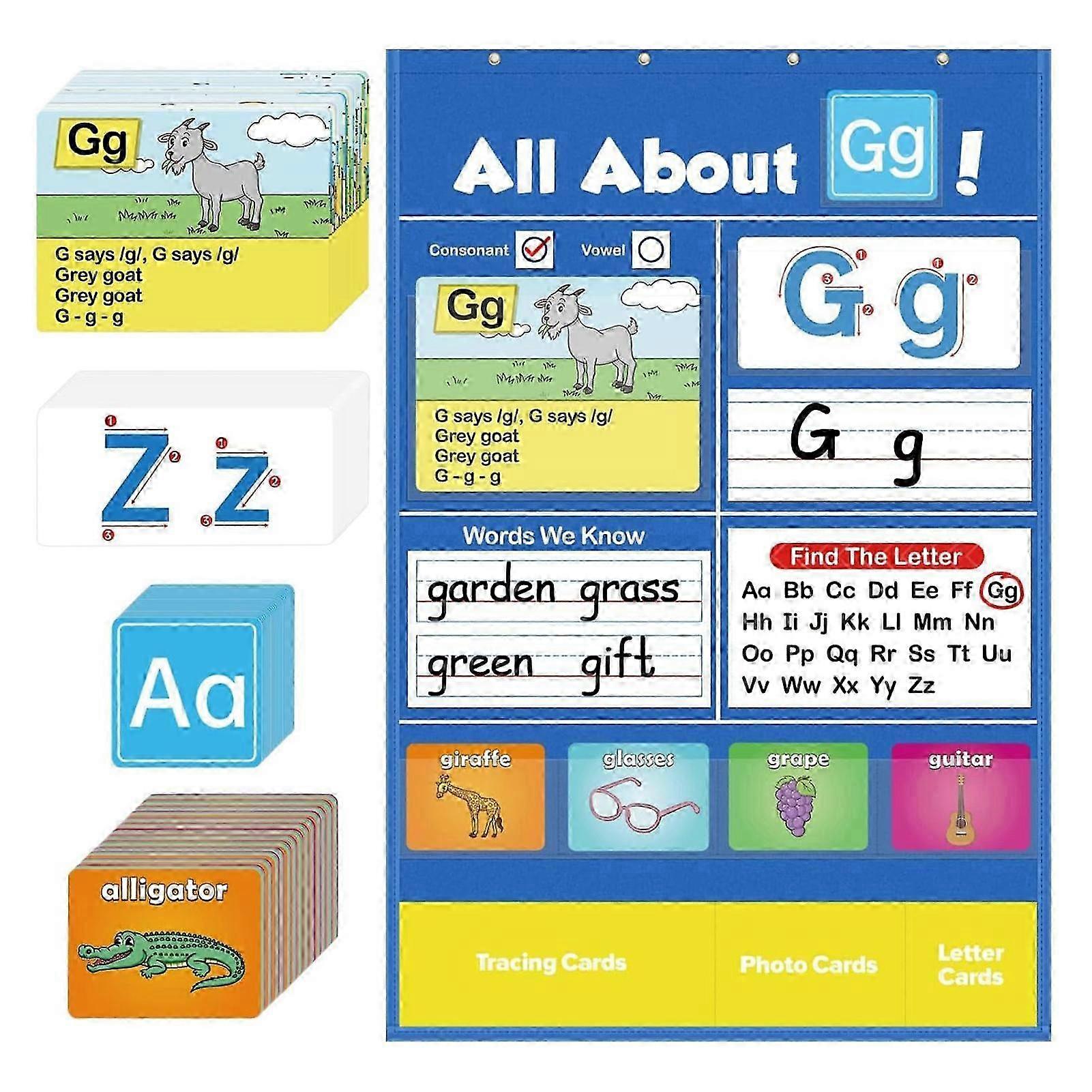 An Alphabet Learning Pocket Wall Chart for Toddlers for Handwriting and Letter Tracing Practice.