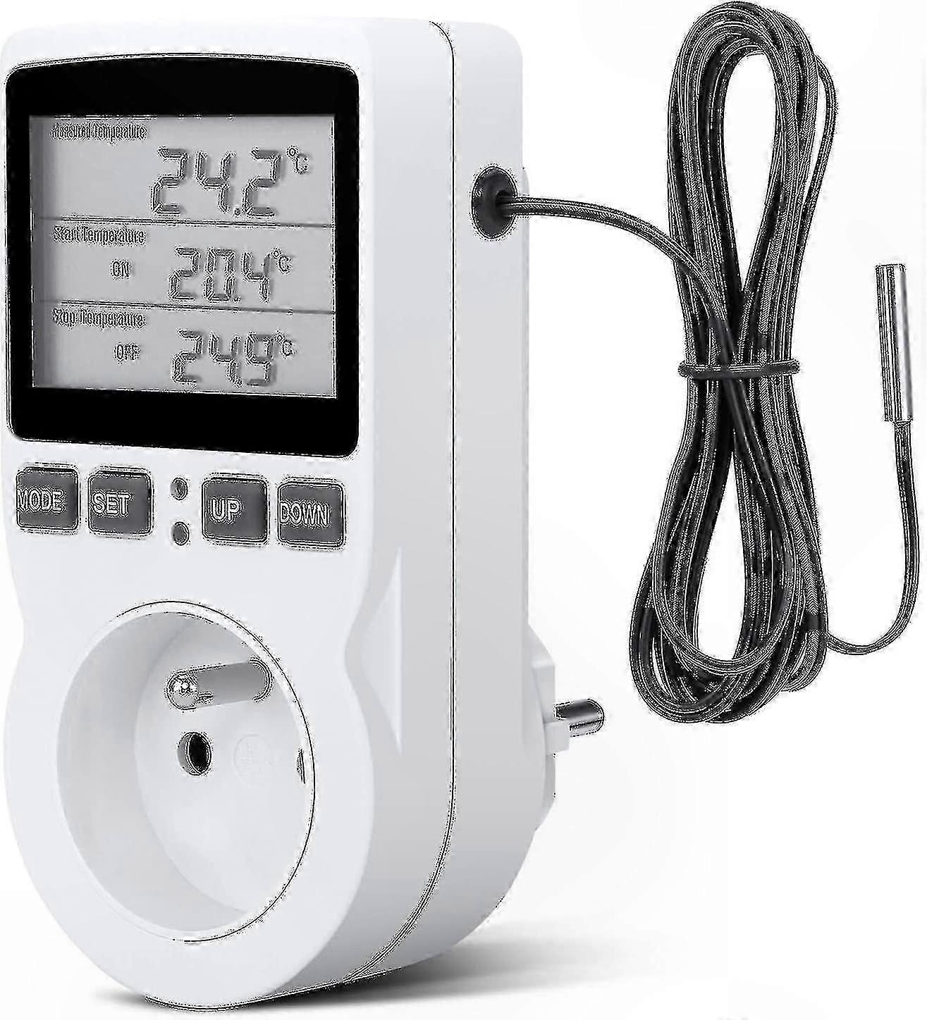 LCD Temperature Controller for Greenhouse & Terrarium, 230V Digital Thermostat Socket with Heating Cooling Function