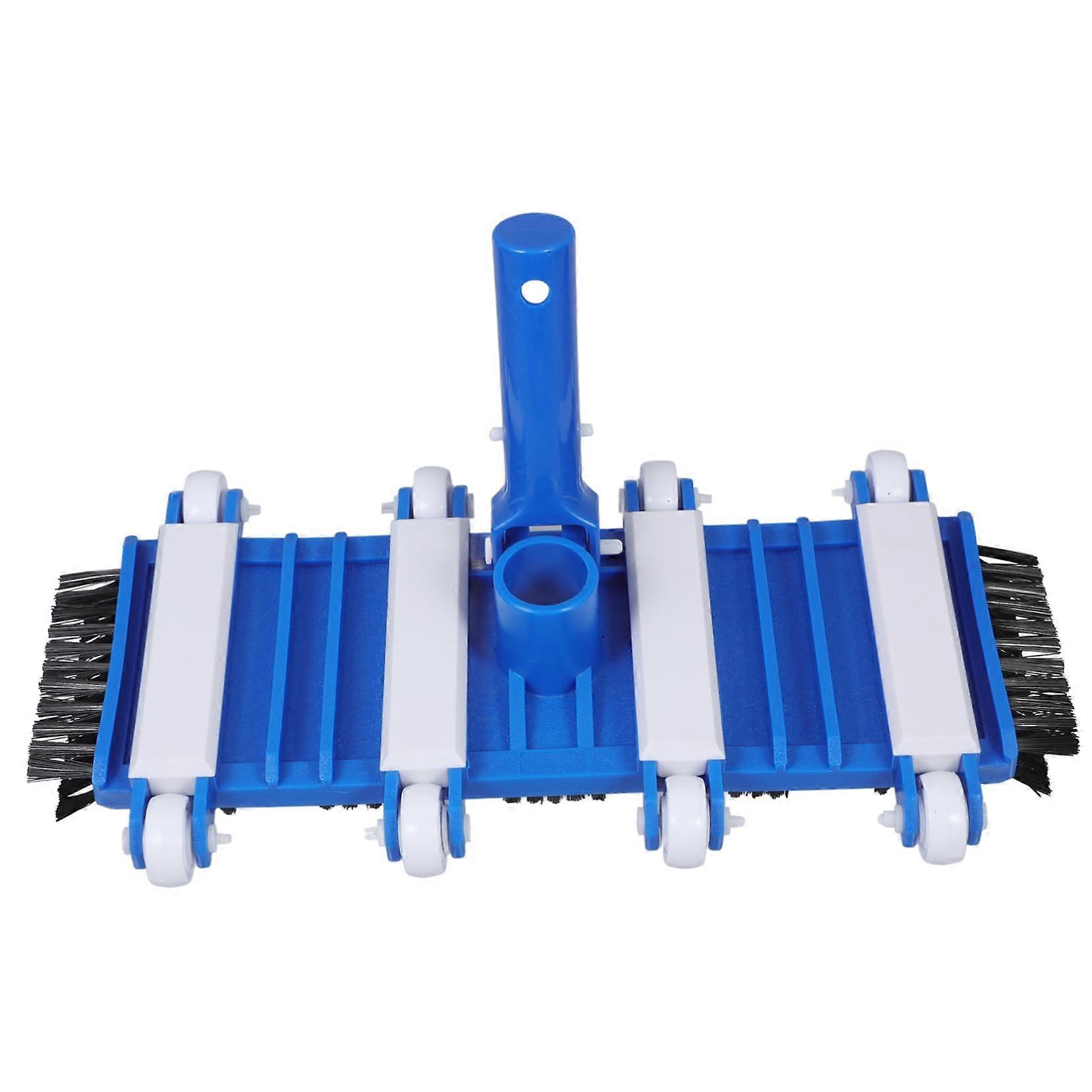 Flexible pool vacuum head with detachable brush, reinforced for effective cleaning