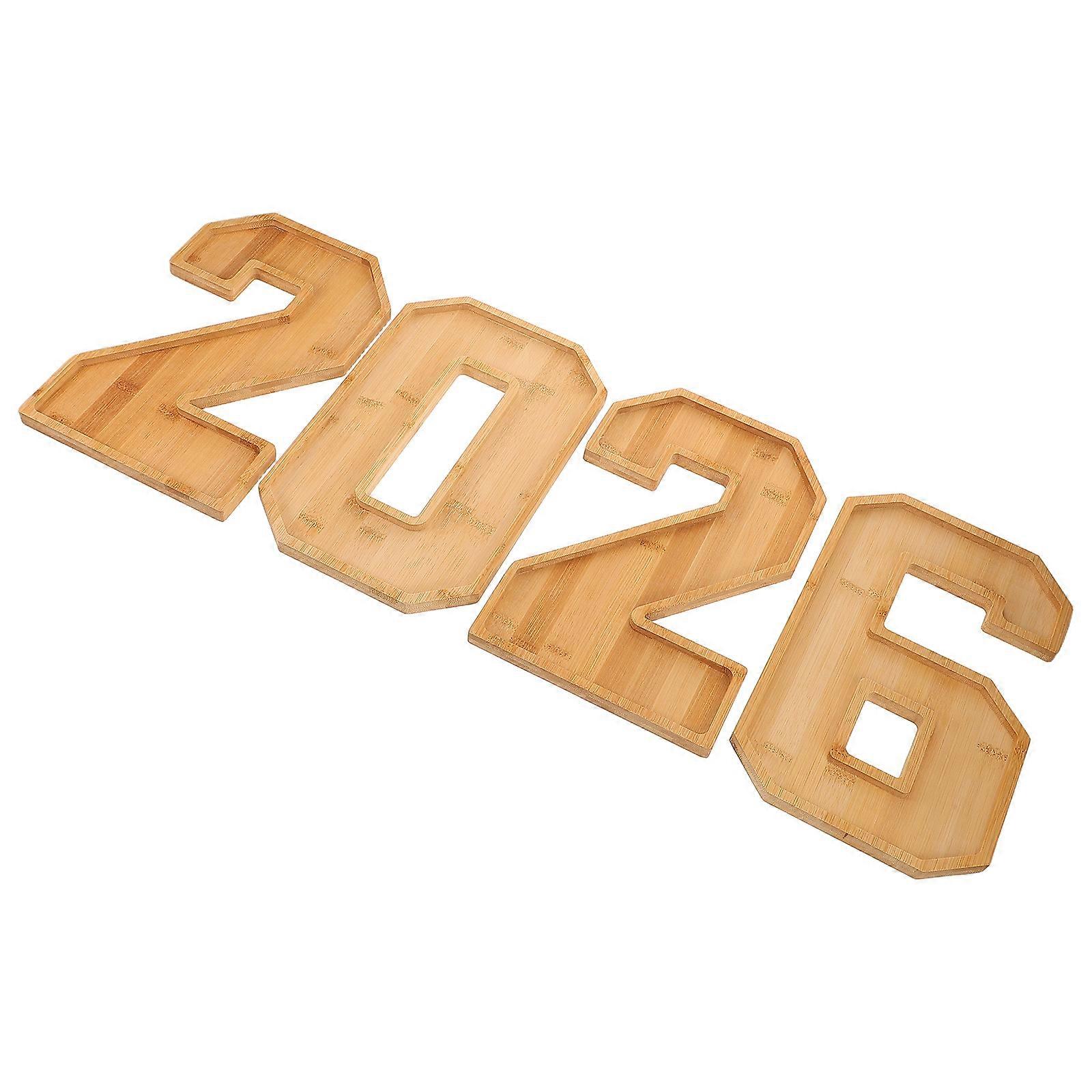 Number Food Tray Charcuterie Board Number Shaped for Party Light Yellow Wood Food Separation 1 Set