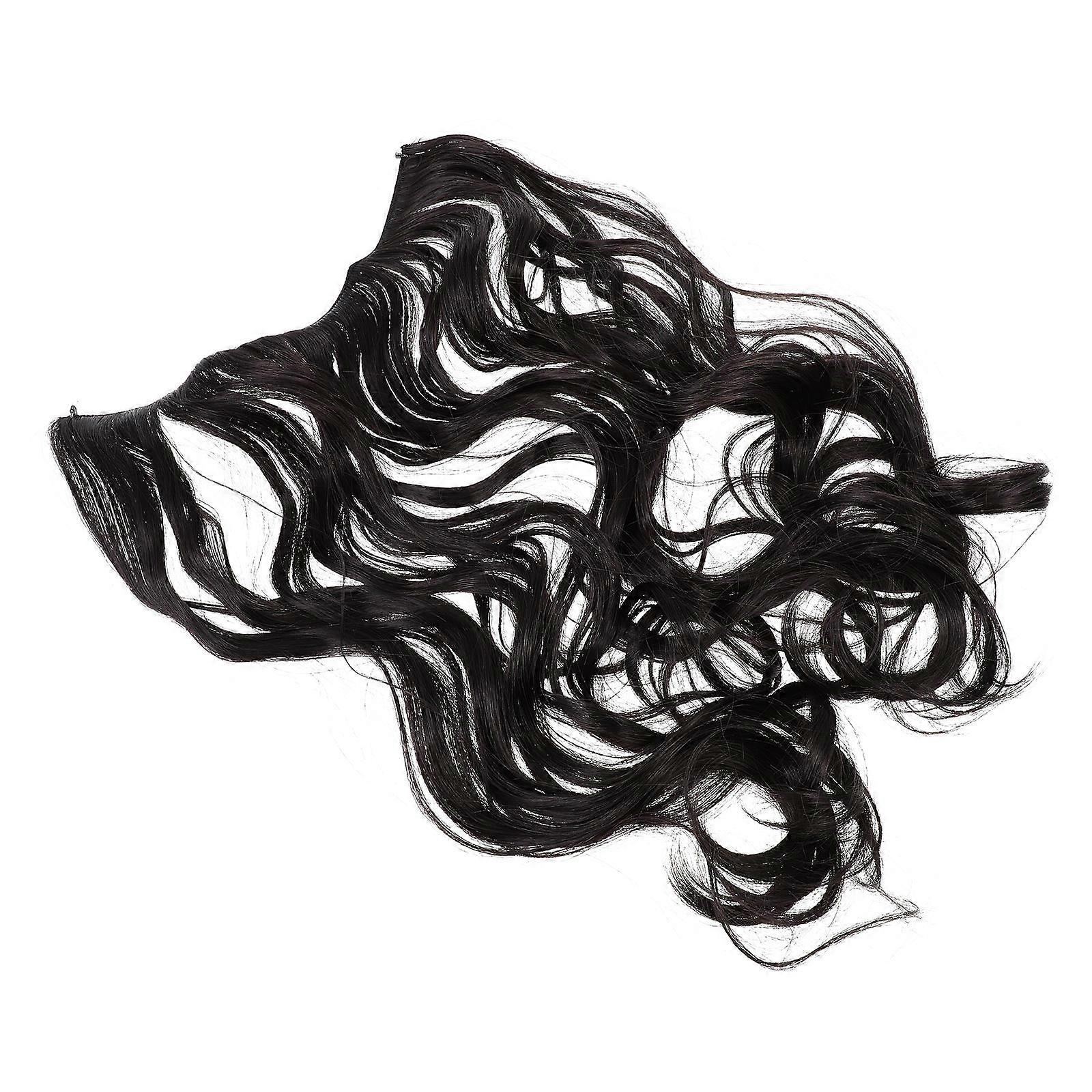 Curly Hair Extension Pieces in Black High Temperature Silk for Home Use Realistic and Blend Well 24 Inches