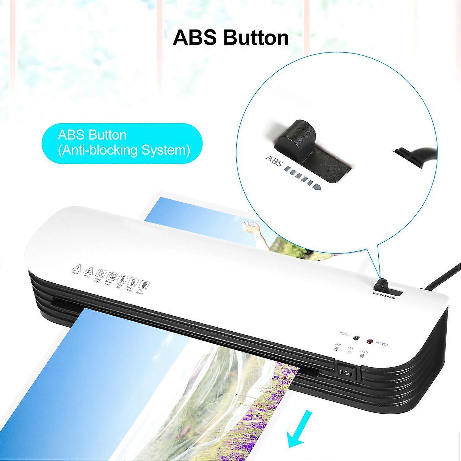 SL299 Laminator Machine Set A4 Size Hot and Cold Lamination 2 Roller System with 20 Laminating Pouches Paper Cutter Corner Rounder ABS Button for Home