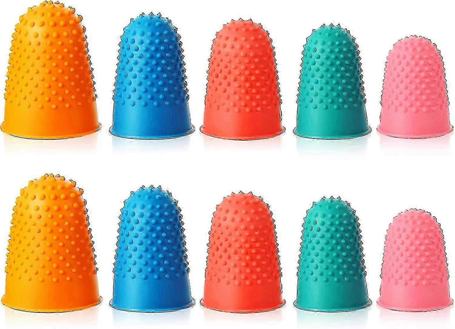 10-Piece Silicone Thimble Holders with Fingertip Rubber Tips for Office Use