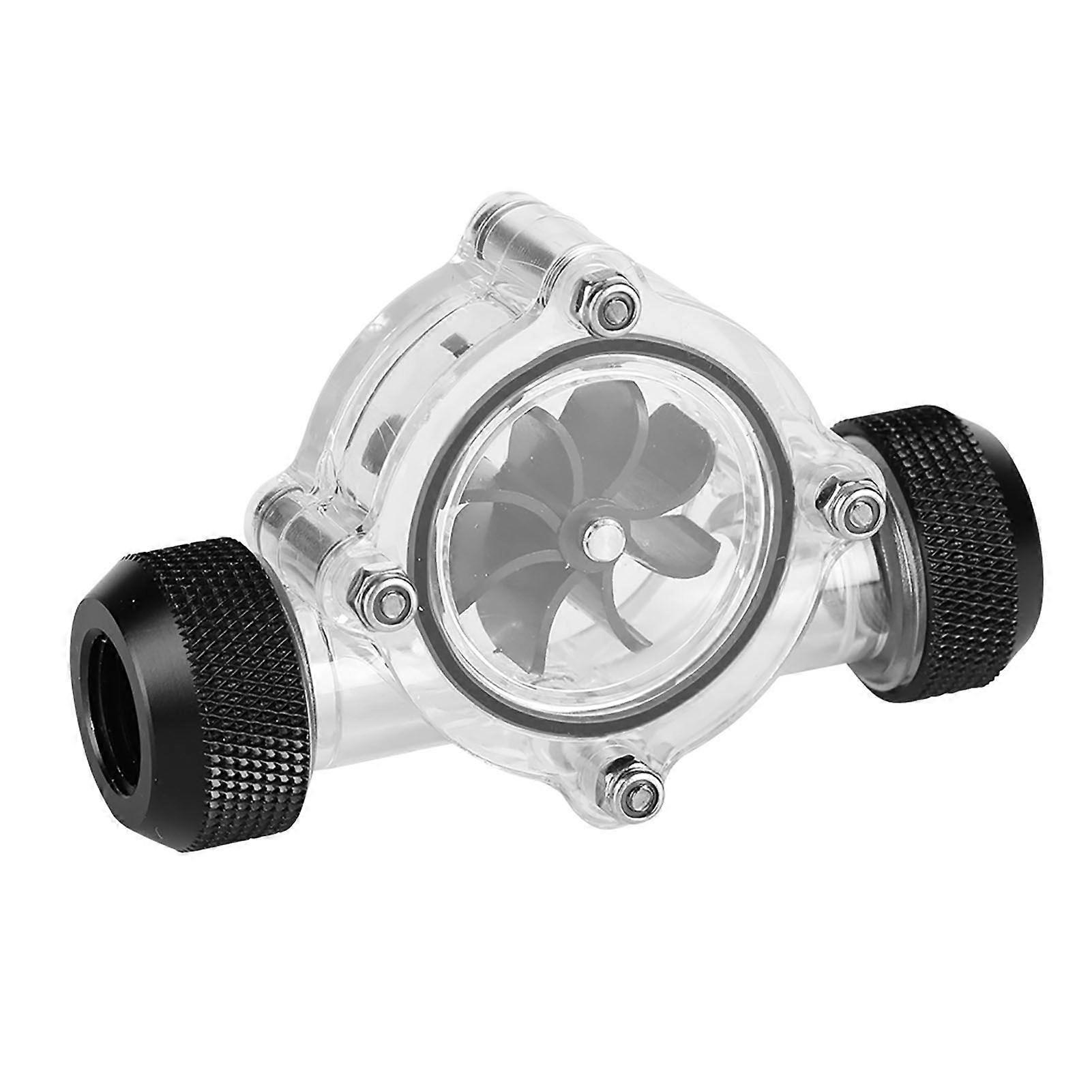 G1/4" Thread Port Female to Female Flow Meter Indicator for PC Water Cooling 8 Impellers(Black)