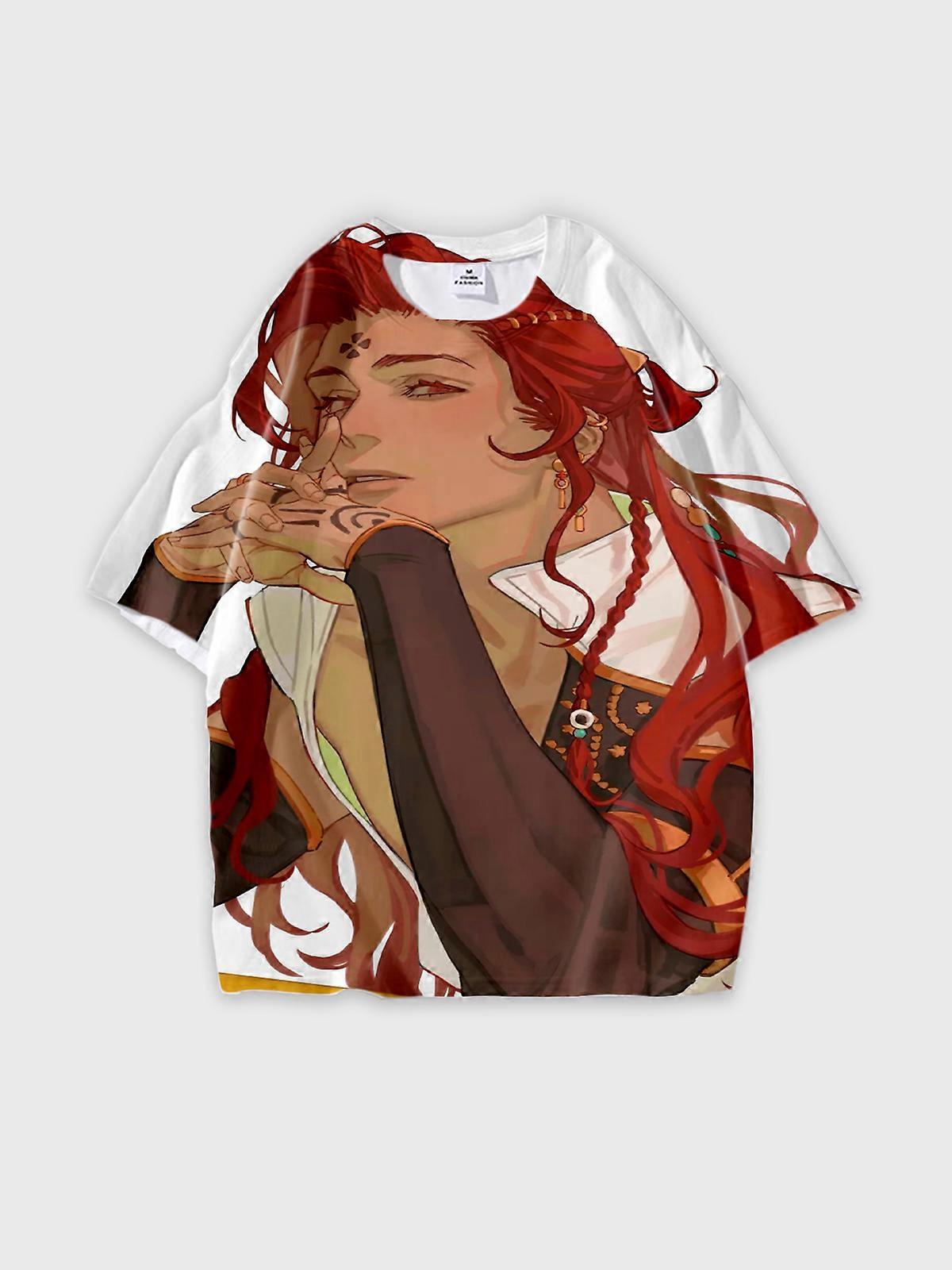 T-Shirt Round Neck, Loose Short Sleeve Sultan’s Game Graphic Tee, Unisex Summer Casual Top V1234