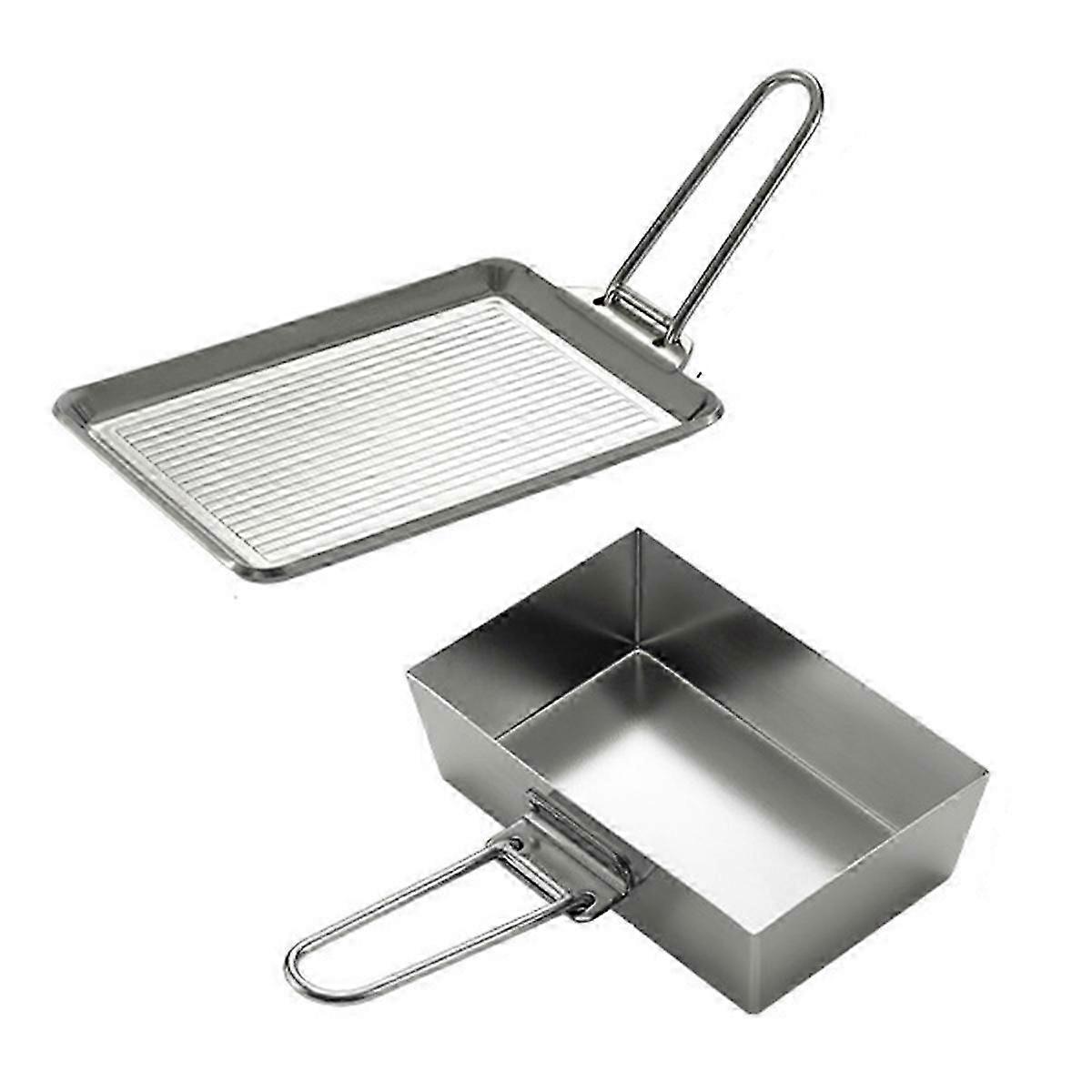 Portable Stainless Steel Camping Cookware, with Detachable Handle
