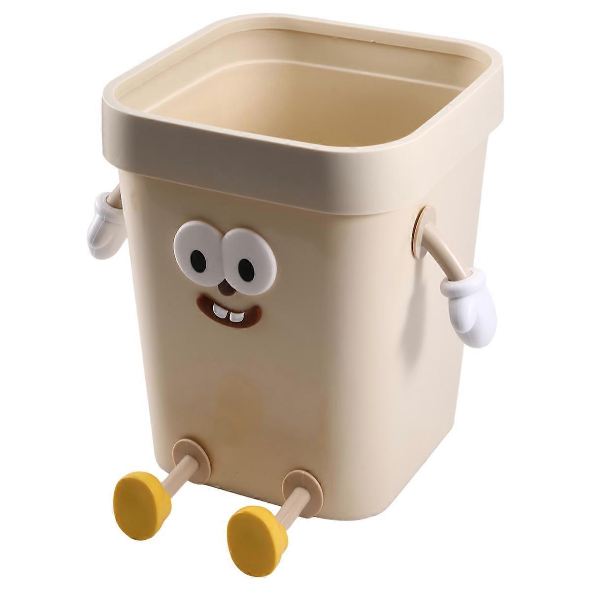 Simple Trash Can Wastepaper Basket Cartoon Trash Can for Home Kitchen Trash Can Uncovered Trash Can with Pressure Ring