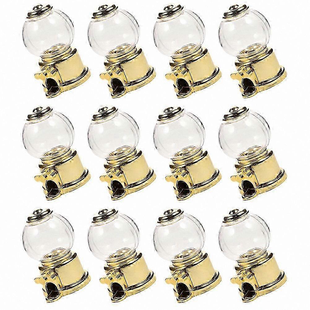 Golden Desktop Gumball Machine for Candy Storage - 12 Pieces for Home and Office Use Toy Function Container
