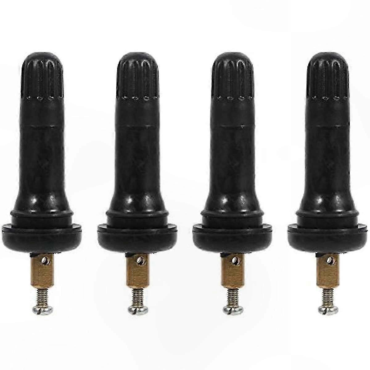 4-Pack Rubber Tire Valve Stems with Snap-In Caps for TPMS Sensors