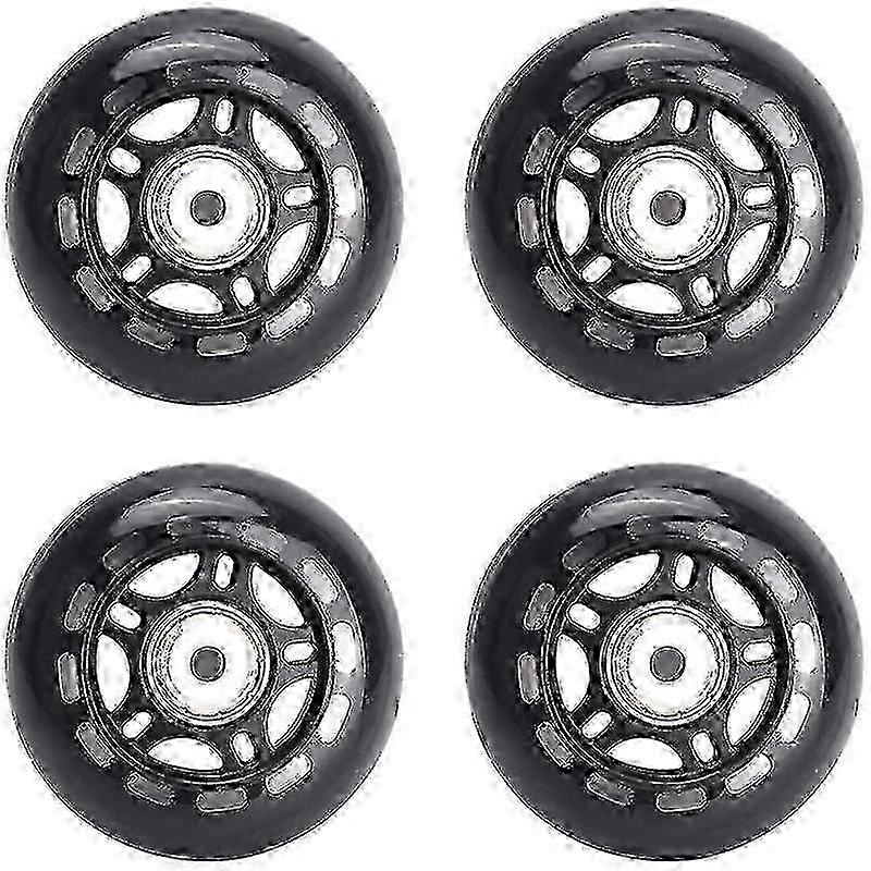 70mm Inline Skate Wheels with Bearings, 4-Pack, Black, All-Purpose Use