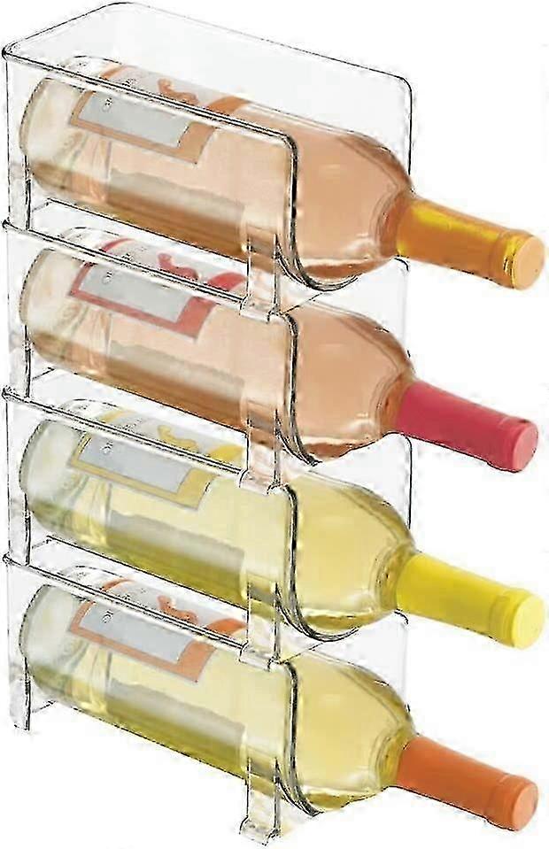 wine racks (set of 4) - plastic stackable wine rack for 1 bottle of wine or other drink - modern wine rack for up to 4 bottles in total - transparent
