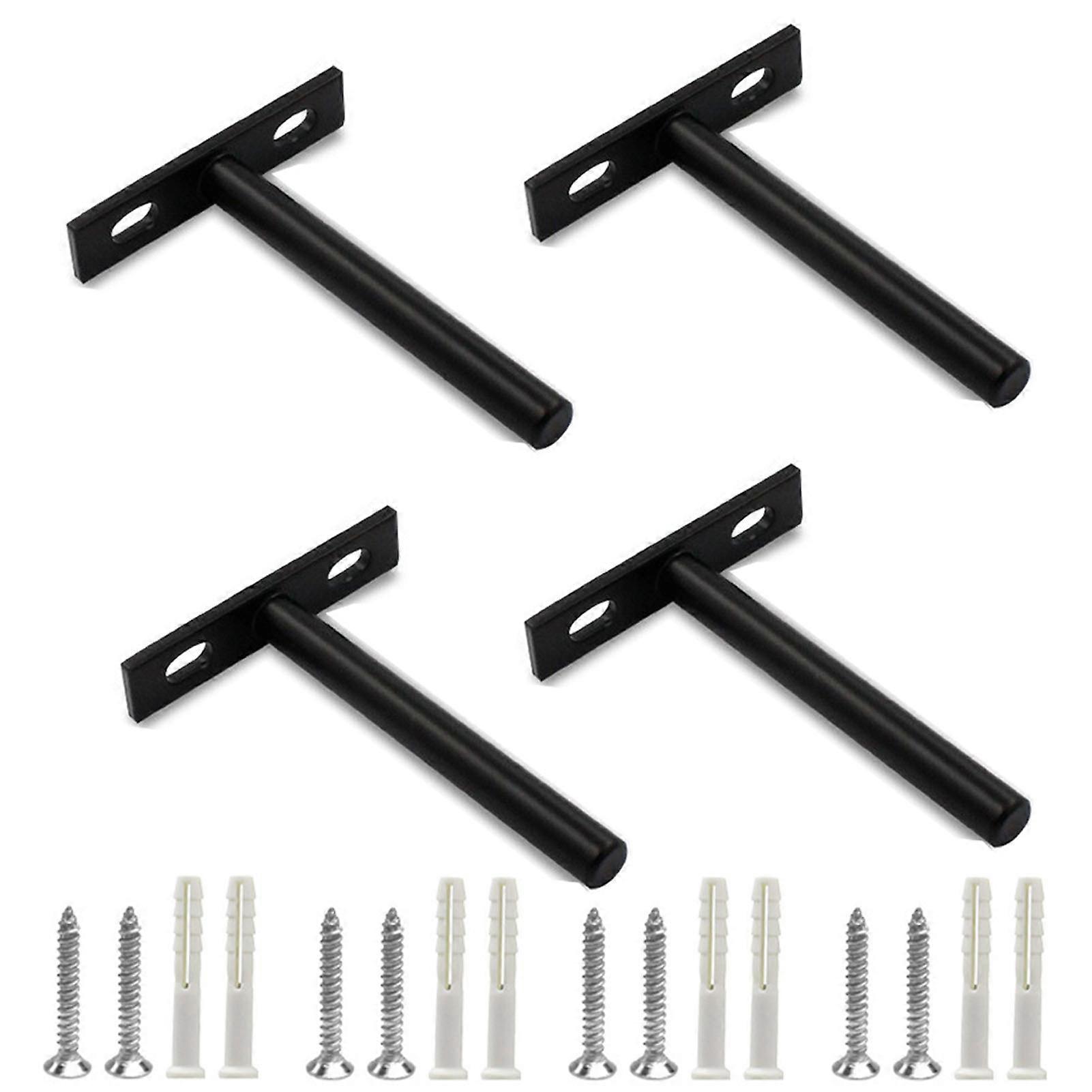 4pcs Metal Black Matte Heavy Duty Floating Shelf Brackets For Wood Shelves Set Of 4 Floating Shelfs