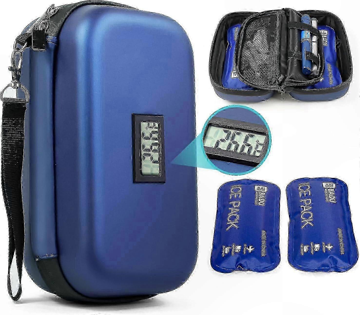 Portable Insulin Cooler Bag with Temperature Display for Diabetic Travel Medicine Storage Includes 2 Ice Packs