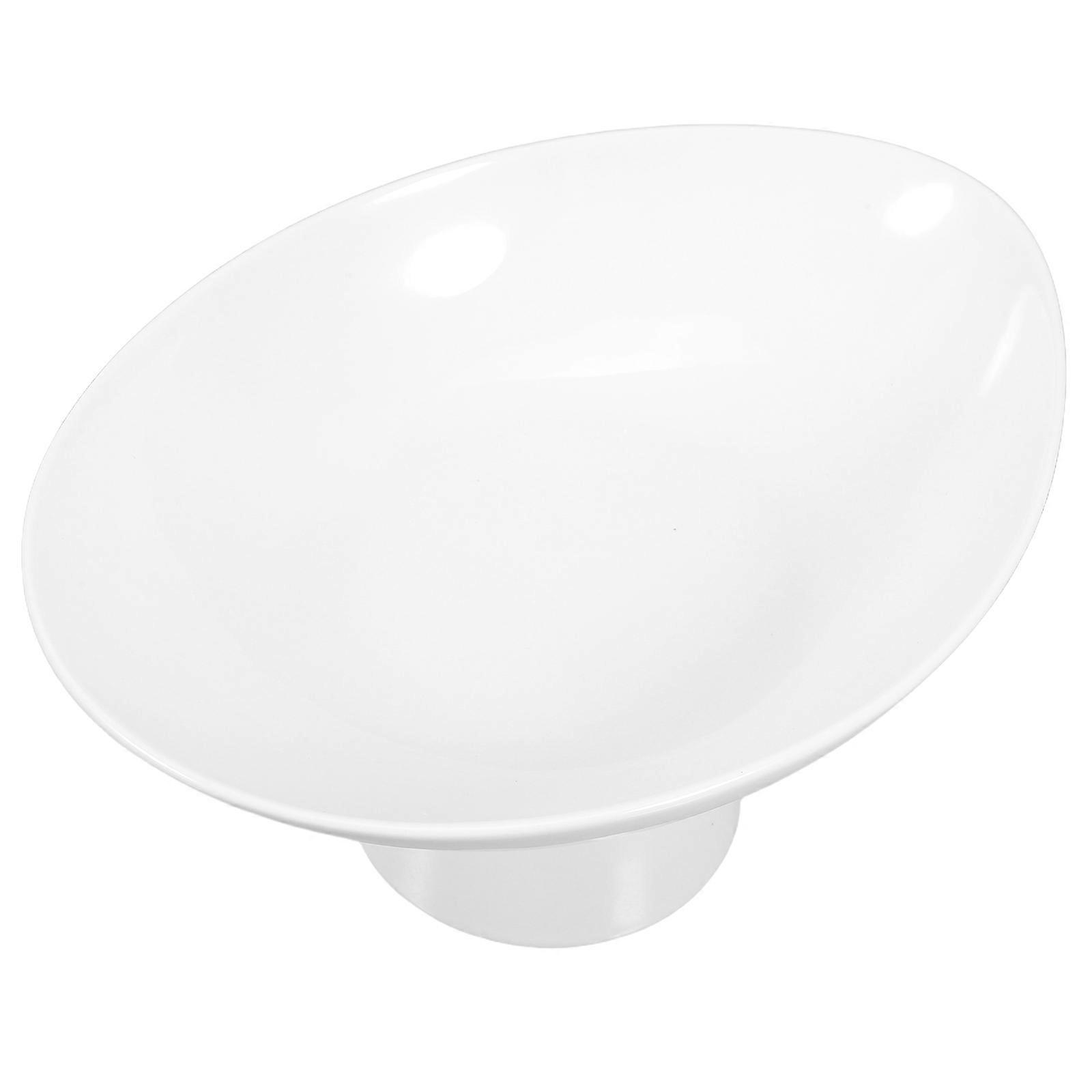 Fruit Bowl Pedestal Display Stand for Kitchen Use White Ceramic