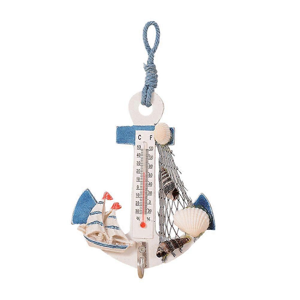 Beach Style Hanging Ornaments Anchor Wall Hooks Mini Thermometer Nautical Decor (Random Pattern)