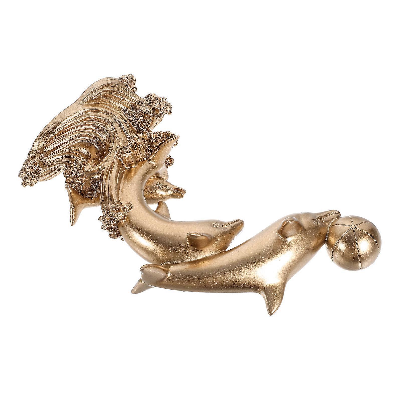Tabletop Dolphin Sculpture Resin Craft for Home Office Decoration
