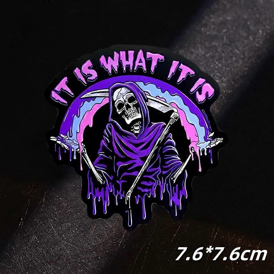 Spooky Halloween Morale Badge Punk It Is What It Is Skull Tactical Patches Printed Hook&loop Emblem Military Backpack Stickers