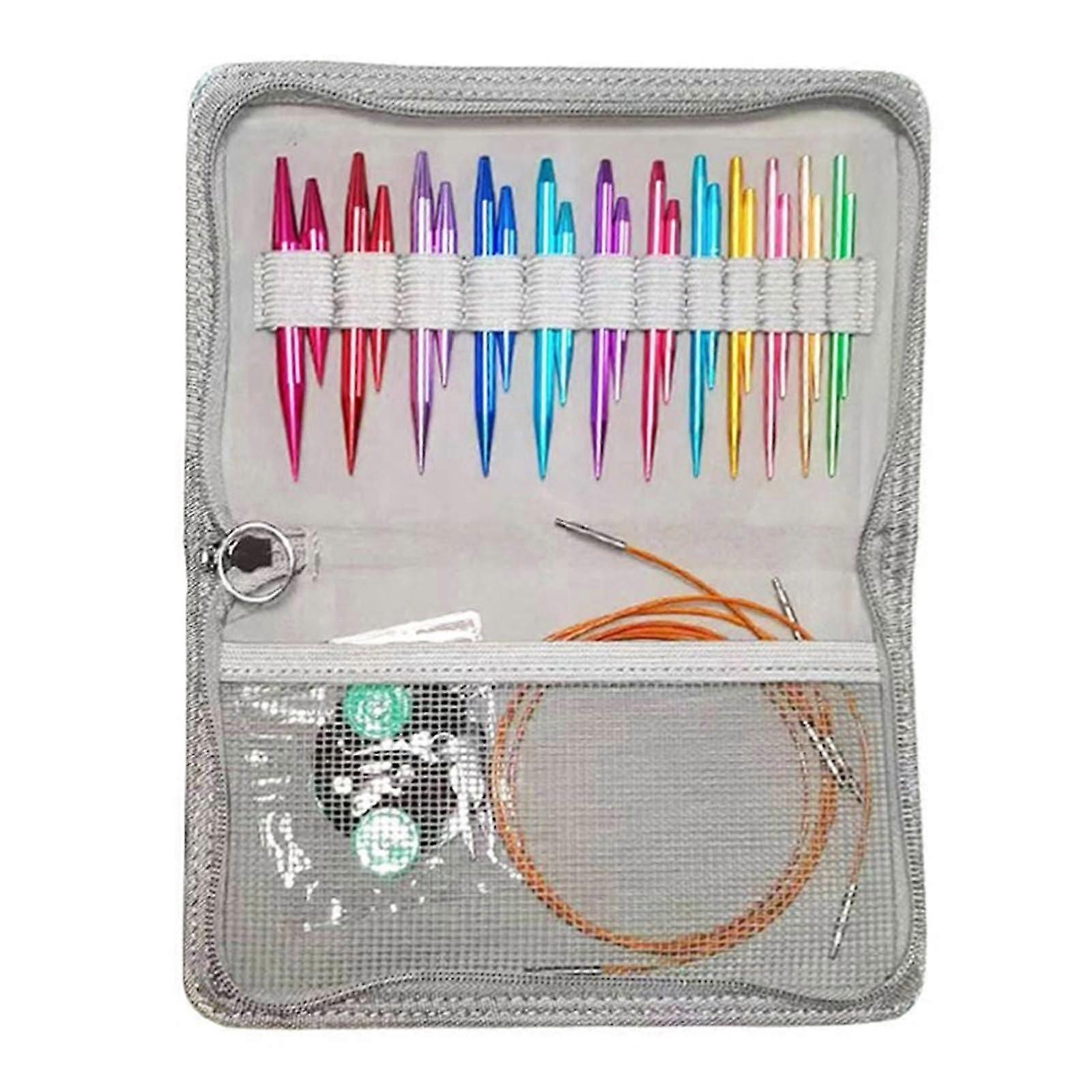 Metal Knitting Needle Set - Practical Circular Knitting Needles With Interchangeable Crochet Hooks, Various Sizes And Materials