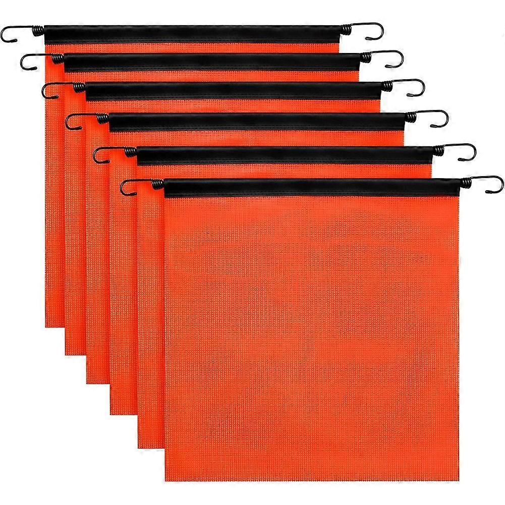 Safety Flag Set 6 Bright Orange Mesh Warning Flags,18x18in with Vinyl Welt,Cord, and EZ Hook for Tr