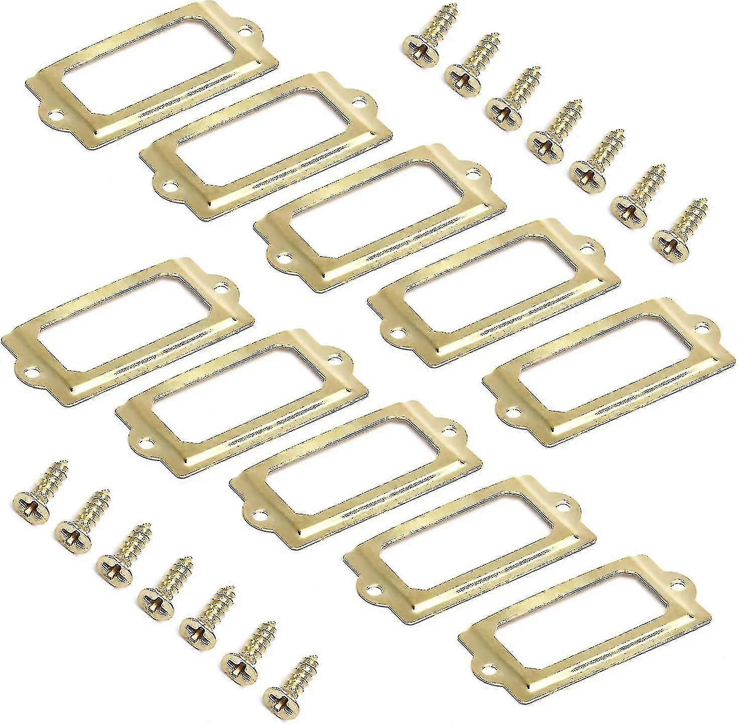 30pcs Metal Label Frame, 70 X 33mm Antique Bronze Label Frame Card Holders With Screws For Office Library Furniture Card File Drawer Cabinet Edition 0