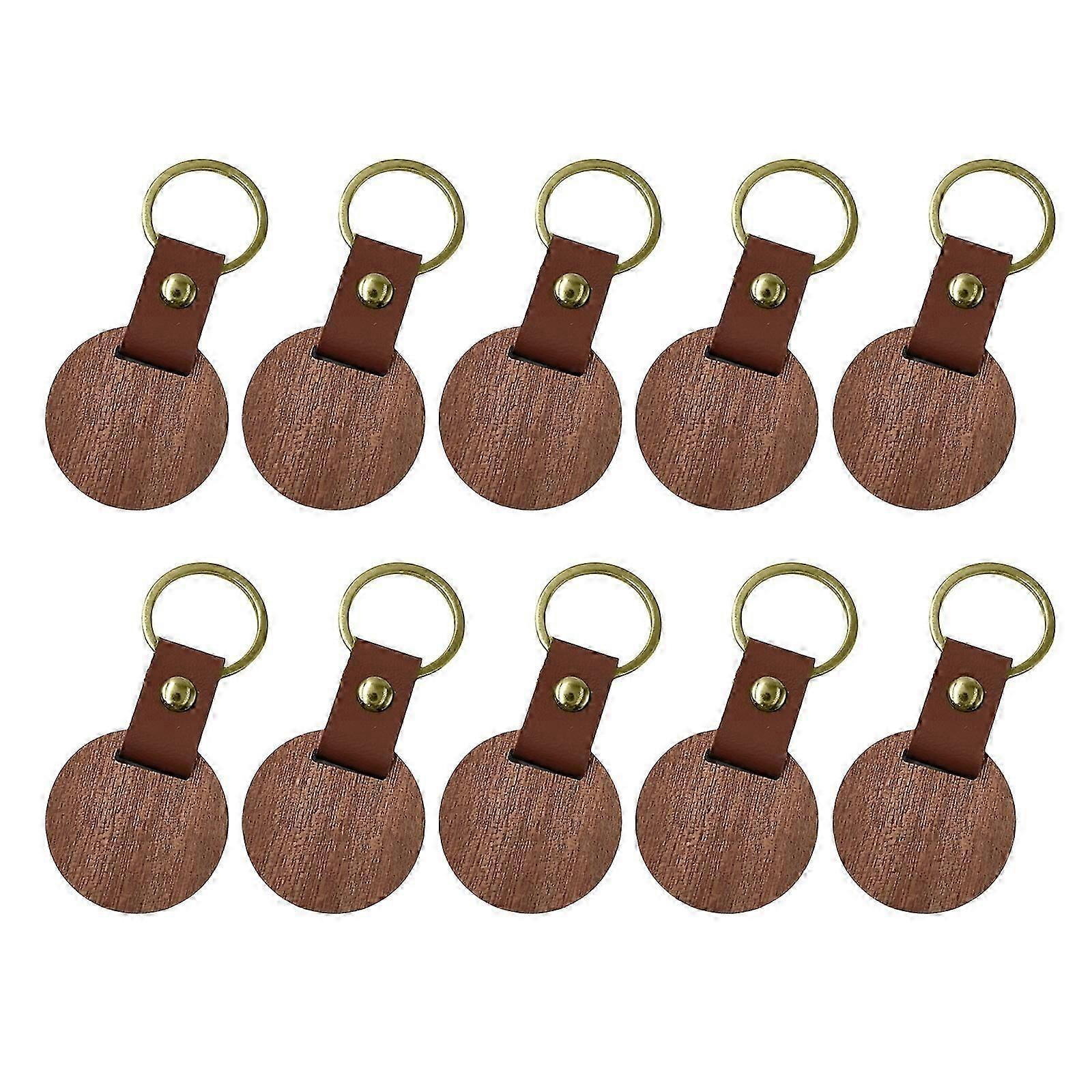 10Pcs Blank Wood Keychains Ornament Natural Wood Keychains Ready For Engraving And Creative DIY Craft Projects Multicolor Cs