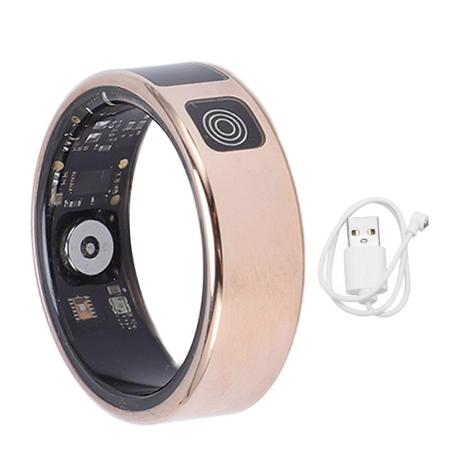 Smart Ring with APP Display Screen Multiple Sports Modes IP68 Water Resistant Stainless Steel 18mAh Smart Fitness Ring for Cycling Running Gold 9