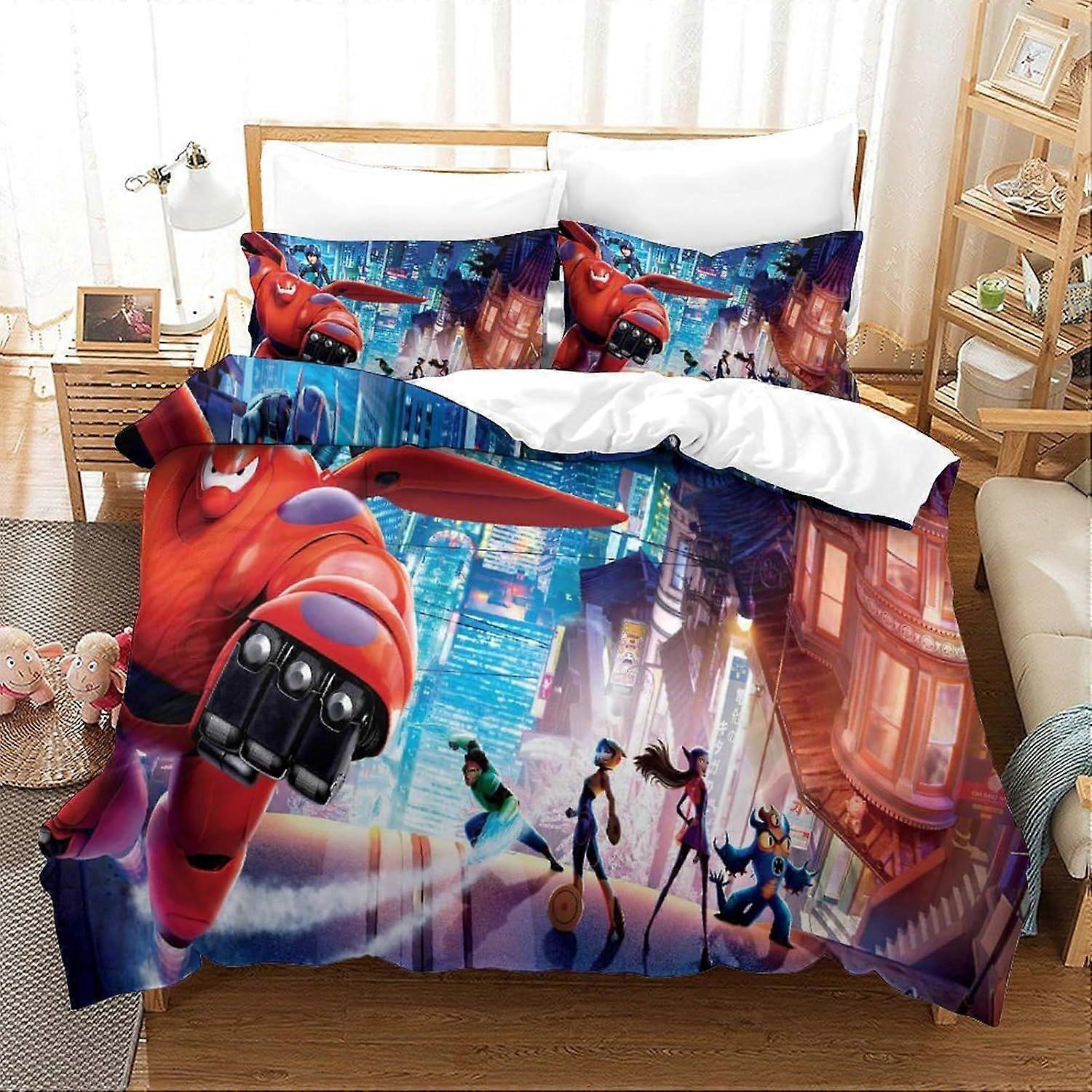 u216 Baymax Collection Bedding Sets Patterned Soft Anti-fade Breathable 3D Printing Animation Duvet Cover Set Fashionable Design, Suitable for Teenage
