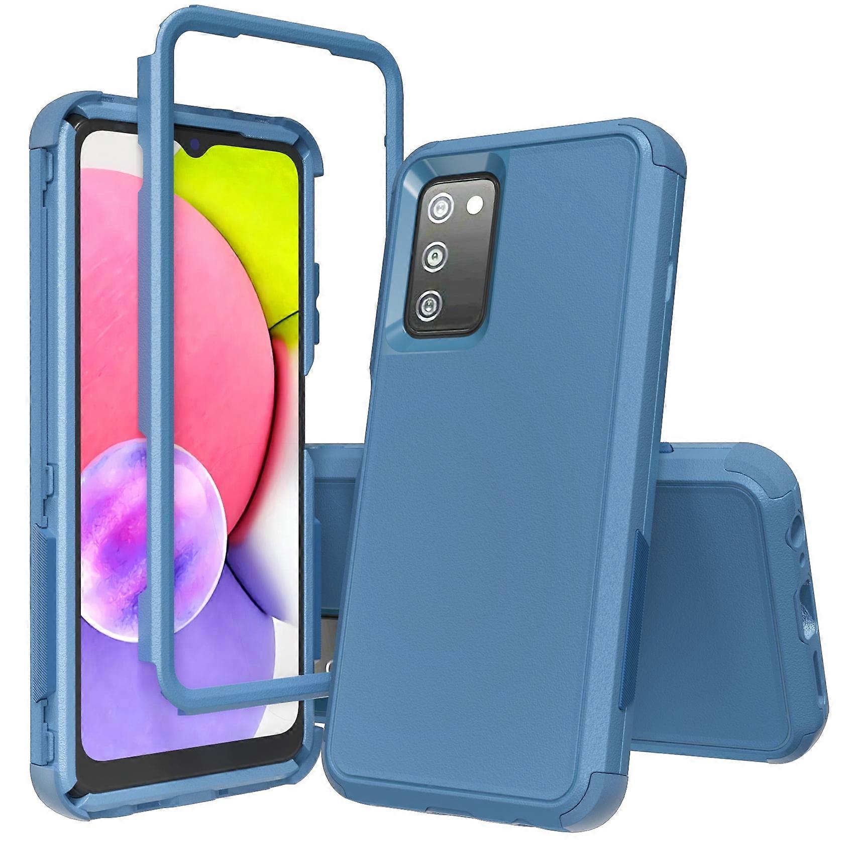 Xhy compatible with Samsung Galaxy A03S Case, Military Grade 3-in-1 Shockproof Rugged TPU Rubber Drop Protection - Navy