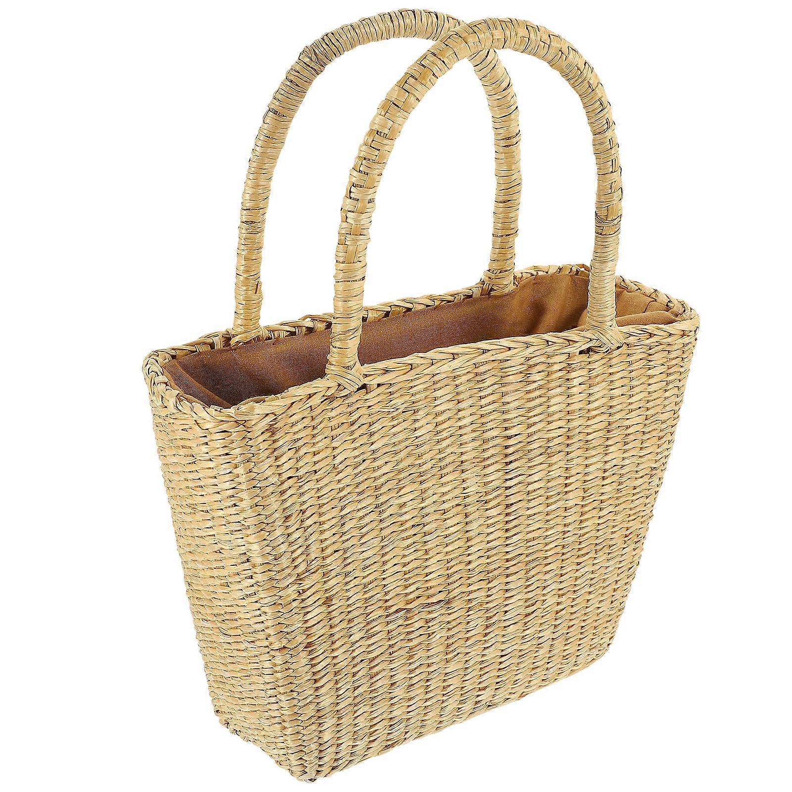 Straw Handbag 5Pcs Woven Bag for Shopping and Leisure Walking