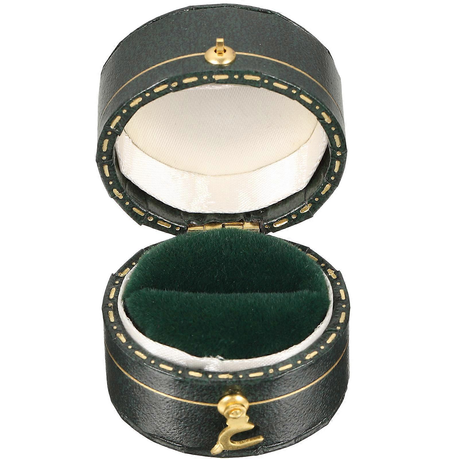 Green Ring Box for Vintage Style Portable Ring Organizer