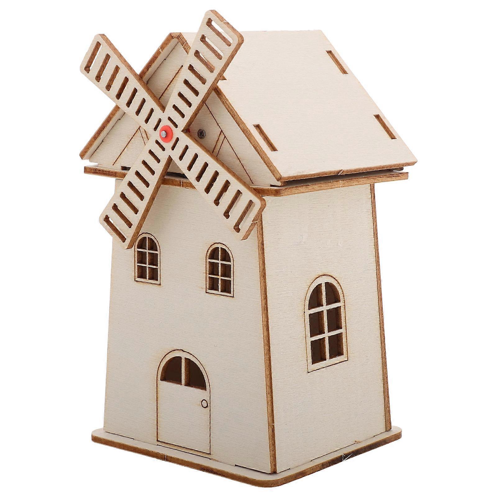 Science Solar Windmill DIY Wooden Windmill Model for Assembly 5Pcs Kit
