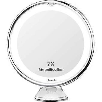 7x Magnifying Mirror Travel Led Lighted Makeup Mirror With Suction Cup Wall Mounted Magnifying Mirror 360 Rotation Free Standing Mirror Ideal For Shav