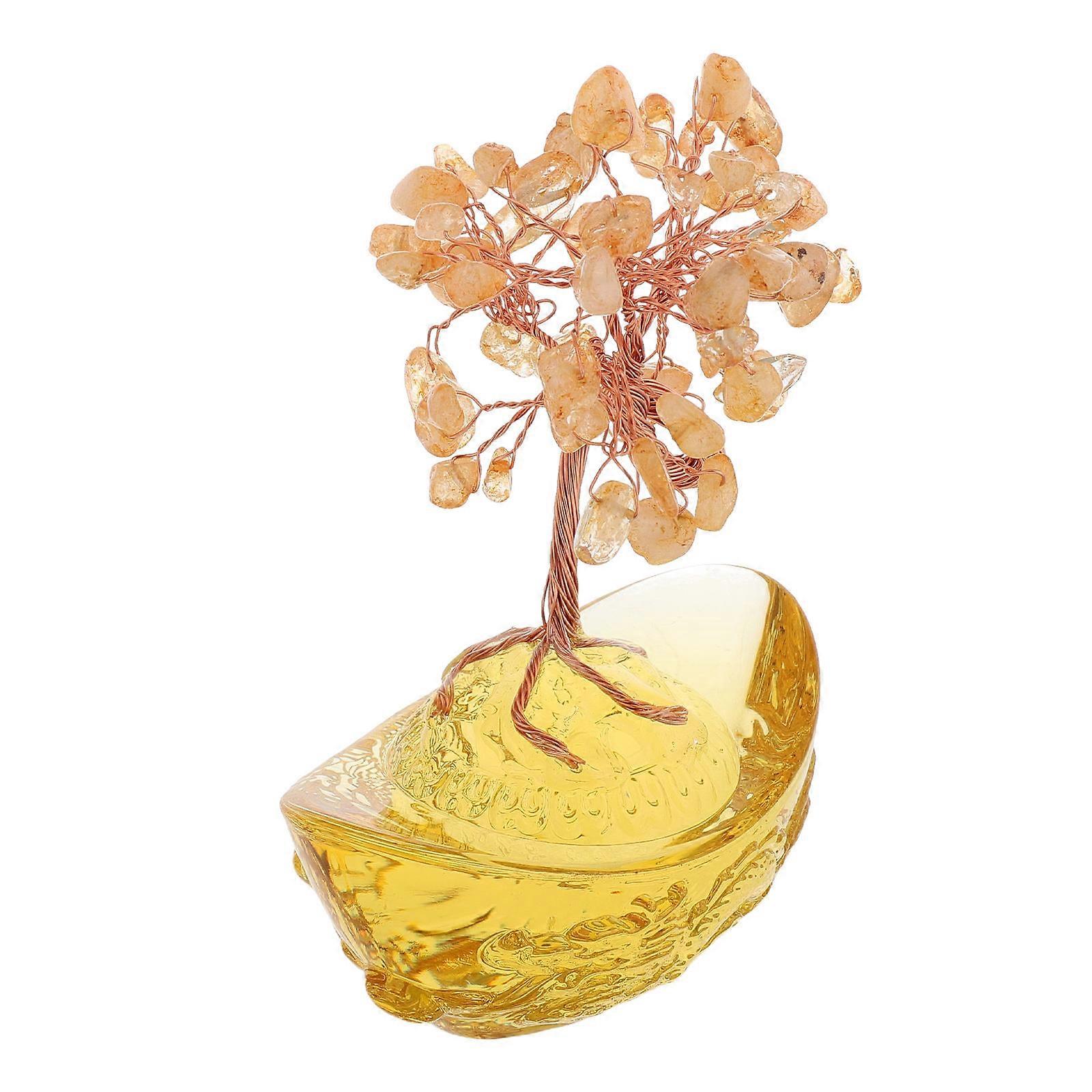 4Pcs Natural Amethyst Tree Crystal Decor For Home Office Desk Meditation Spaces Yellow Unique Design