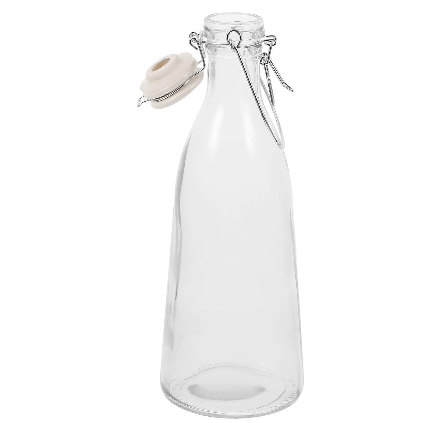 Glass Beverage Bottle with Stopper for Home Use and Travel in Transparent Color with Leak-Proof Design 1Pcs