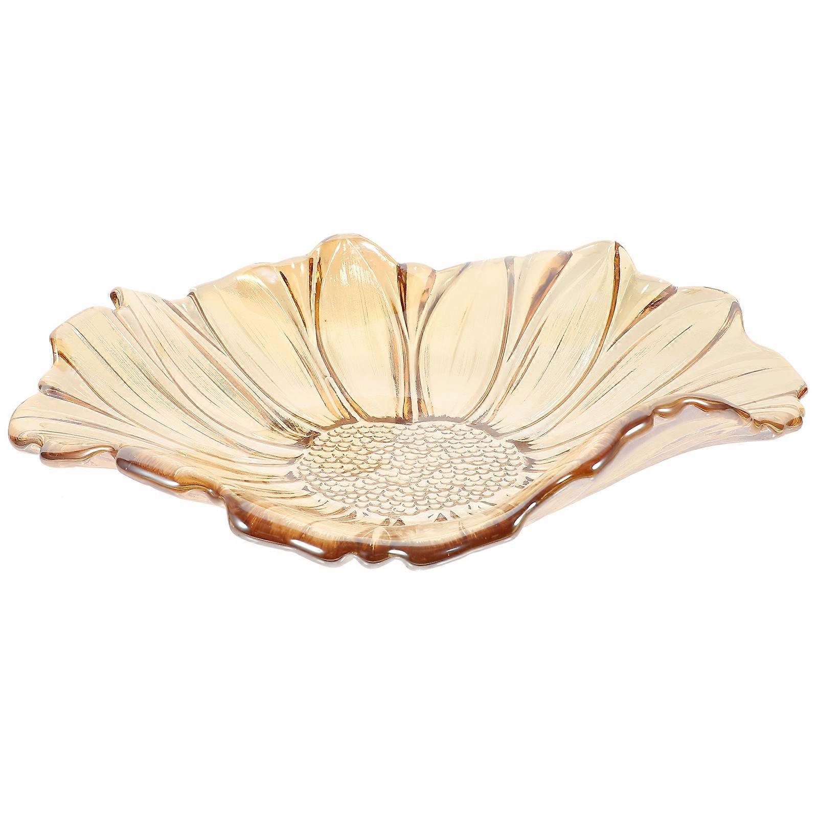 Decorative Glass Fruit Plate Sunflower Design for Storage 2Pcs Tray