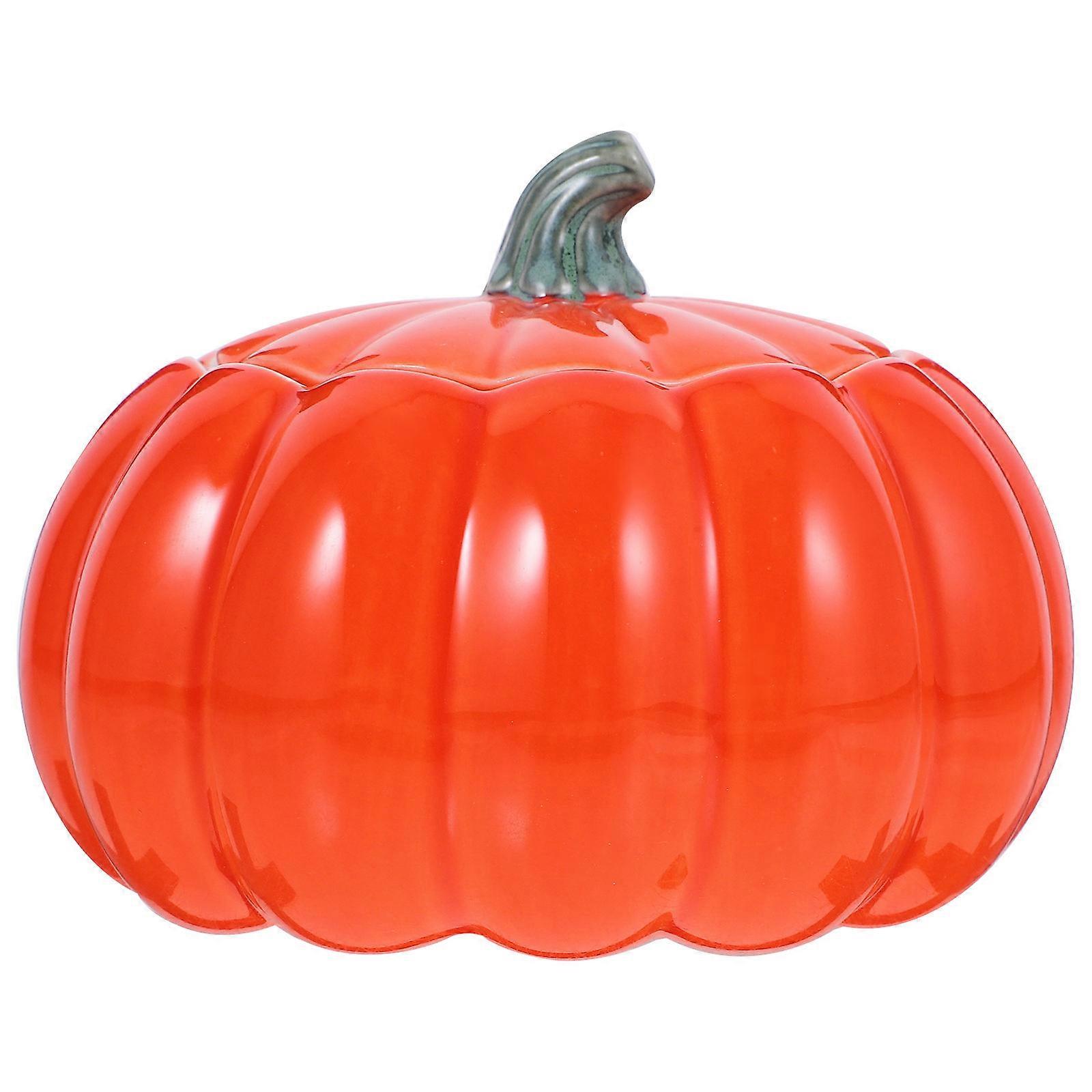 Ceramic Sugar Jar Pumpkin Shape Orange for 3Pcs Storage Usage