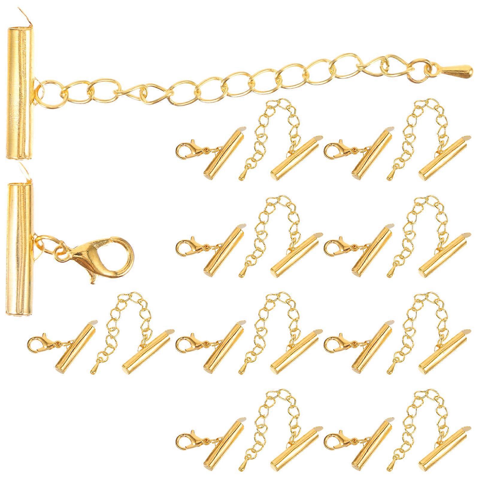 Jewelry Accessory Slide on End Clasp for DIY 30Sets Golden Metal