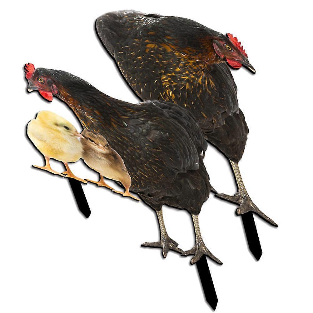 Decorative Chicken Stake Yard Ornament for Garden 2Sets