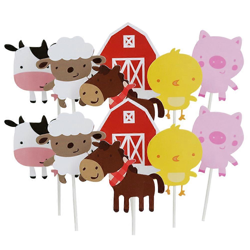 Birthday Cake Inserts Farm Themed Decoration for 60Pcs Sets