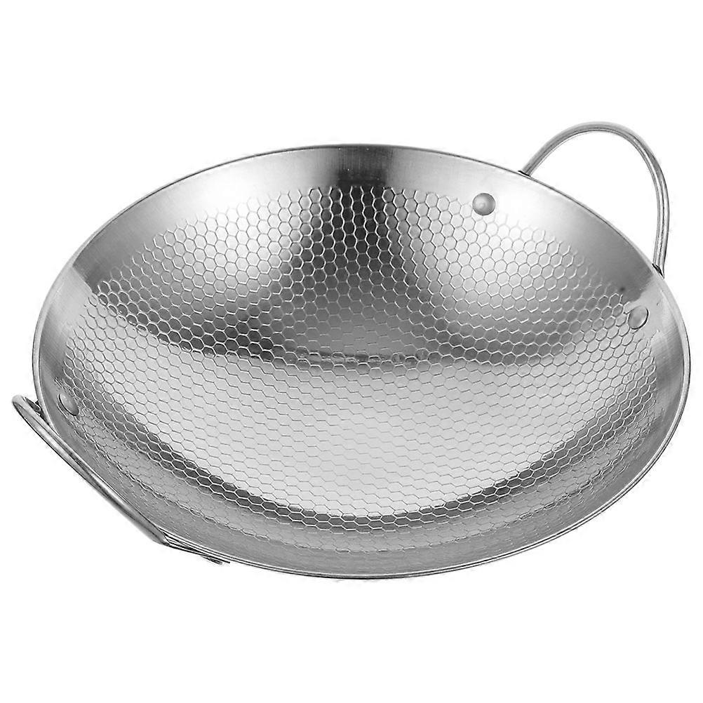 Stainless Frying Pan Deep Fryer Pot Japanese Style Seafood Cooking Round Bottom Easy to Operate 1Set