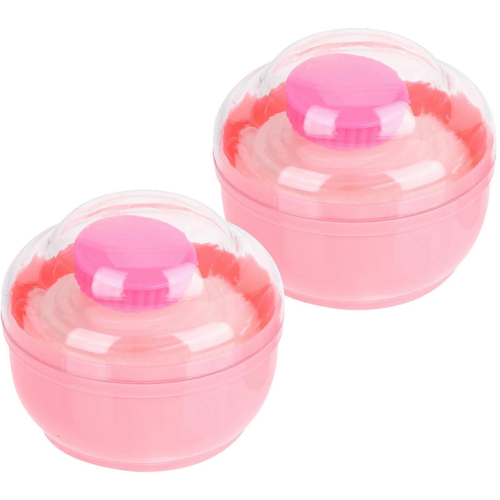 4Pcs Powder Puff Boxes for Body Powder Storage Pink Containers